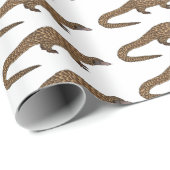Papier Cadeau Illustration de pangolin à queue longue (Coin rond)
