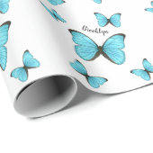 Papier Cadeau Illustration de papillons Morpho (Coin rond)