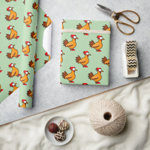 Papier Cadeau Illustration de poulet de dessin animé drôle