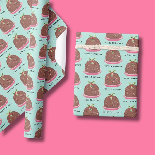 Papier Cadeau Illustration de pudding de Noël joyeux