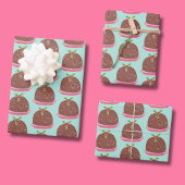 Papier Cadeau Illustration de pudding moderne de Noël
