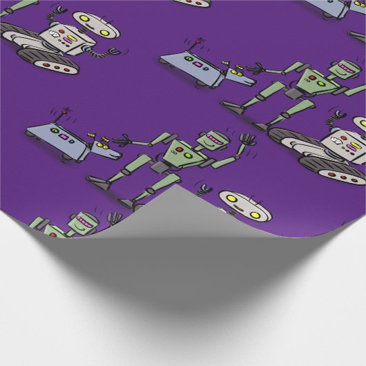 Papier Cadeau Illustration de robots amusants (Coin)