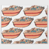 Papier Cadeau Illustration de Speedboat amusant Nautical Boat De (Plat)