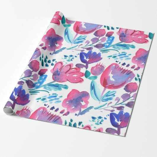 Papier Cadeau illustration de style boho floral rustique dessiné (Déroulé)