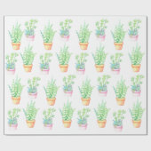 Papier Cadeau Illustration de succulentes en pot mignonnes tenda (Plat)