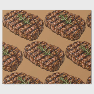 Papier Cadeau Illustration de viande de BBQ Steak Ribeye grillé