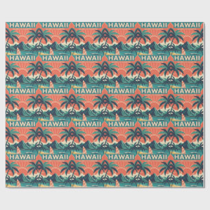 Papier Cadeau Illustration de voyage des îles hawaïennes rétro v