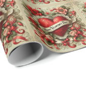 Papier Cadeau Illustration décorative Heureuse Sainte-Valentin (Coin rond)