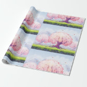 Papier Cadeau Illustration des arbres roses (Déroulé)