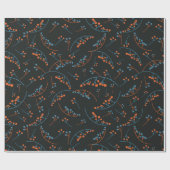 Papier Cadeau Illustration des baies bleues oranges modernes mot (Plat)