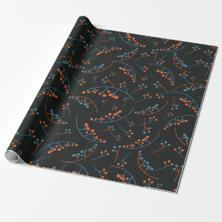 Papier Cadeau Illustration des baies bleues oranges modernes mot