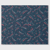 Papier Cadeau Illustration des baies bleues rouges modernes moti (Plat)