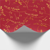 Papier Cadeau Illustration des baies rouges d'or modernes motif (Coin)