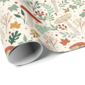 Papier Cadeau Illustration des champignons et des Feuilles de la (Coin rond)