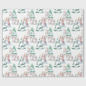 Papier Cadeau Illustration des lapins de neige de Noël (Plat)