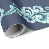 Papier Cadeau Illustration des nuages traditionnels chinois bleu (Coin rond)