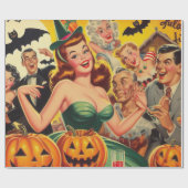Papier Cadeau Illustration d'Halloween vintage (Plat)