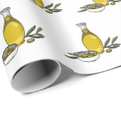 Papier Cadeau Illustration d'huile d'olive (Coin rond)