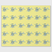 Papier Cadeau Illustration d'hydravion bleu blanc (Plat)