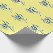Papier Cadeau Illustration d'hydravion bleu blanc (Coin)