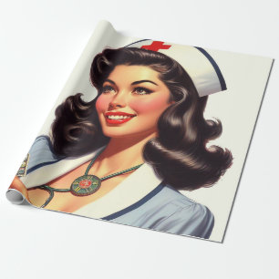Papier Cadeau Illustration d'infirmière vintage