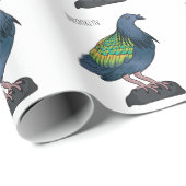 Papier Cadeau Illustration d'oiseau de pigeon de Nicobar (Coin rond)