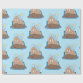 Papier Cadeau Illustration drôle de morse joyeux (Plat)