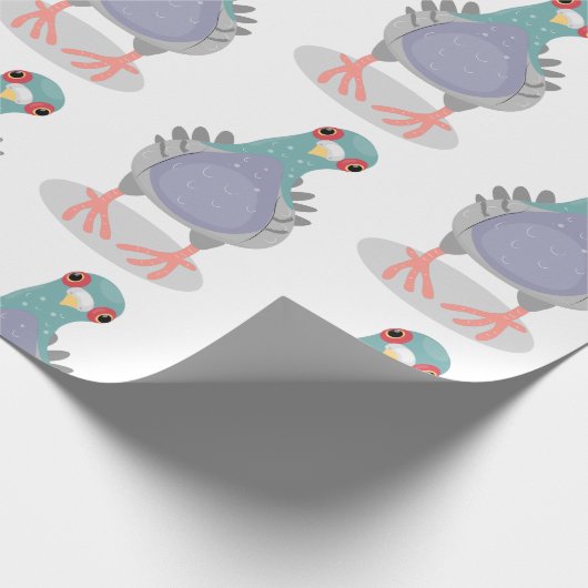 Papier Cadeau Illustration drôle de pigeon curieux (Coin)