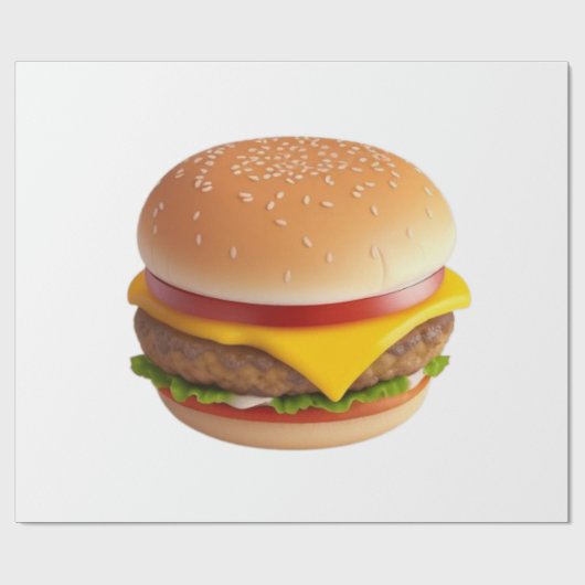 Papier Cadeau Illustration du chéeseburger mignon (Plat)