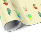 Papier Cadeau Illustration du désert de cactus mignons (Coin rond)