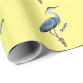 Papier Cadeau Illustration du grand héron bleu (Coin rond)
