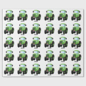 Papier Cadeau Illustration du joli joyeux tracteur agricole vert (Plat)