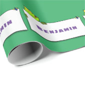 Papier Cadeau Illustration du panneau de grenouille verte mignon (Coin rond)