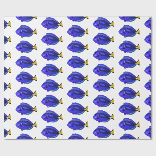 Papier Cadeau Illustration du poisson de la cuve bleue (Plat)