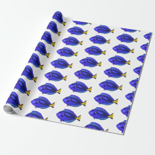 Papier Cadeau Illustration du poisson de la cuve bleue