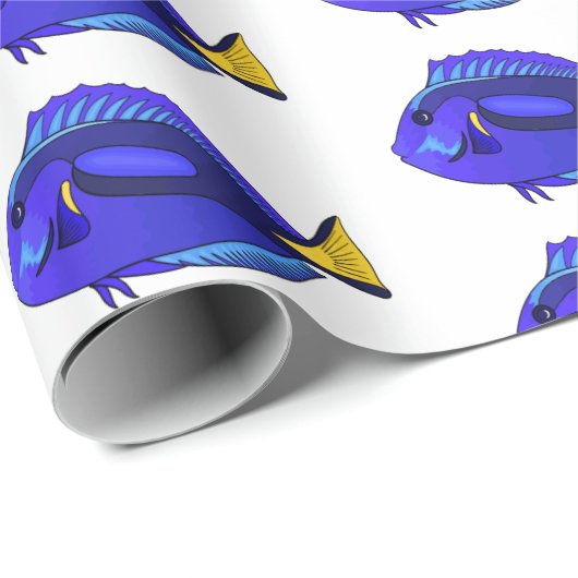 Papier Cadeau Illustration du poisson de la cuve bleue (Coin rond)