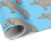Papier Cadeau Illustration du rhinocéros de Javan (Coin rond)