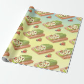 Papier Cadeau Illustration du rouleau de gâteau Matcha (Déroulé)