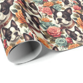 Papier Cadeau Illustration du Terrier de Boston (Coin rond)