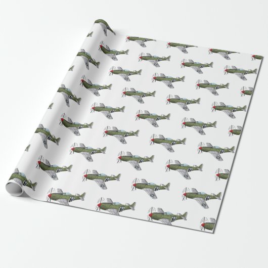 Papier Cadeau Illustration d'un avion militaire (Déroulé)