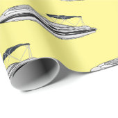 Papier Cadeau Illustration d'un bateau à moteur (Coin rond)