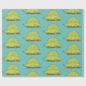 Papier Cadeau Illustration d'un dimétrodon vert mignon (Plat)