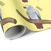 Papier Cadeau Illustration d'un perroquet gris en Afrique (Coin rond)