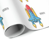 Papier Cadeau Illustration d'un vaisseau de fusées (Coin rond)