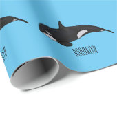 Papier Cadeau Illustration d'une baleine tueuse (Coin rond)