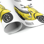 Papier Cadeau Illustration d'une moto cyclable (Coin rond)