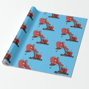 Papier Cadeau Illustration d'une pelle à vapeur rouge mou