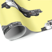 Papier Cadeau Illustration d'une voiture de police (Coin rond)