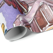 Papier Cadeau Illustration Festive de l'aquarelle de Noël (Coin rond)