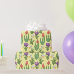 Papier Cadeau Illustration florale des ampoules de printemps sur